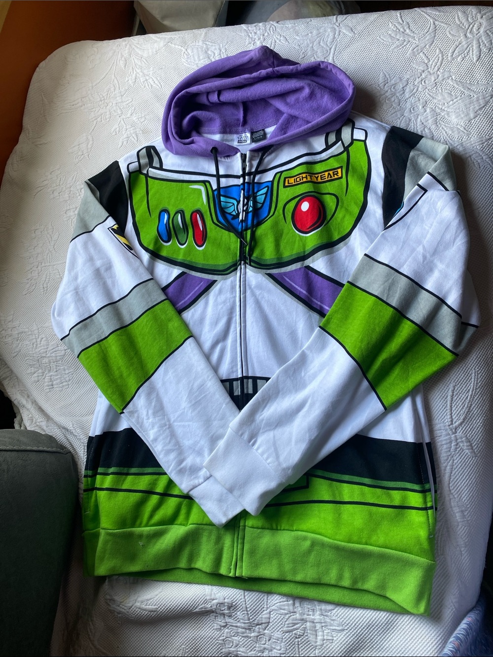 Buzz Lightyear-Disney Zip-Up Adult Hoodie - Green & Purple